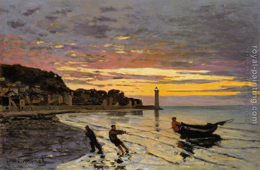 Claude Oscar Monet : Hauling a Boat Ashore, Honfleur